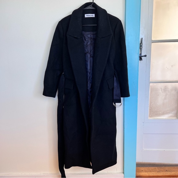 ROUCHA Wool long trench overcoat coat size BB - Picture 4 of 5